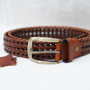 Heritage weave_Elegant Braided Belt Tan Brown